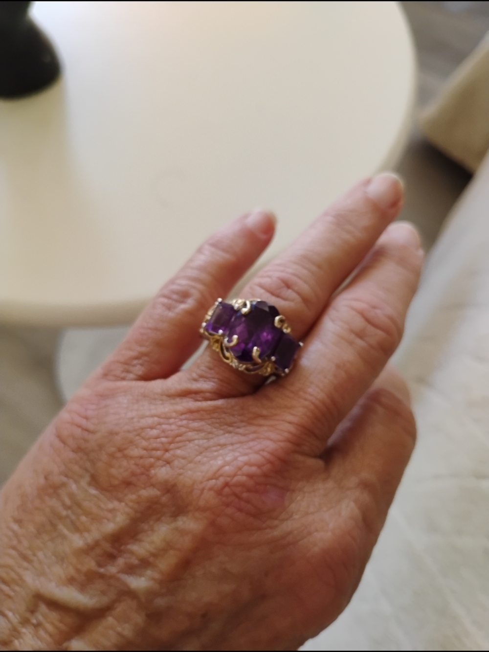 Women's Purple Gemstone Statement Ring - Gold Tone